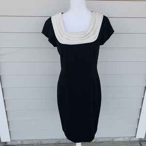 Vintage pleated square-collar midi dress, sz 10
